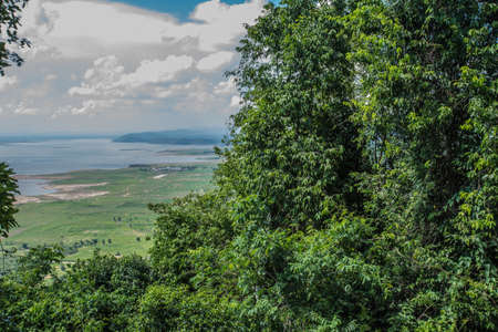 Nature backgrounds/Dramatic clouds and river with mountain and tree: Hin chang si view piont at Nam...