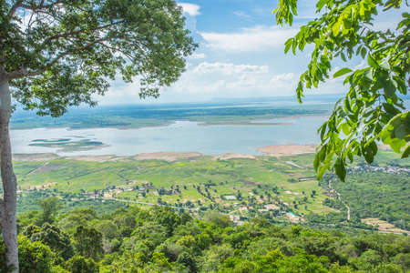 Nature backgrounds/Dramatic clouds and river with mountain and tree: Hin chang si view piont at Nam...