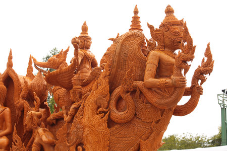 Thai style molding art in candle procession festival, Nakhon Ratchasima, Thailandの写真素材