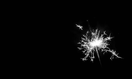 Christmas sparkler on black background. Bengal fireの写真素材