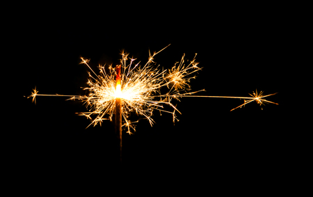 Christmas sparkler on black background. Bengal fireの写真素材