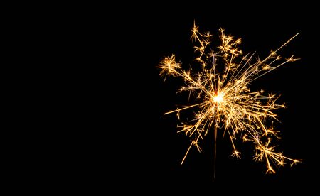 Christmas sparkler on black background. Bengal fireの写真素材