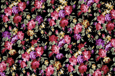 vintage style of tapestry flowers fabric pattern backgroundの写真素材