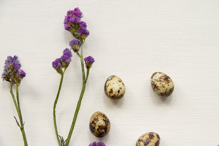 Statice flowers on the wooden floorの写真素材