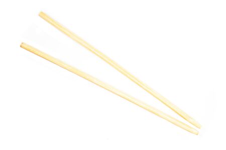 Disposable bamboo chopsticks, Isolated on white background.の写真素材