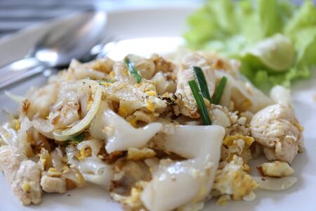 Roasted noodles, dried chicken, Thai foodの写真素材