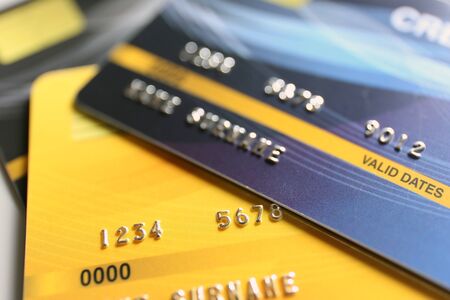 Credit card close up shot with selective focus for background.の写真素材