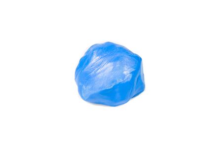 Blue plasticine isolated on white background.の写真素材
