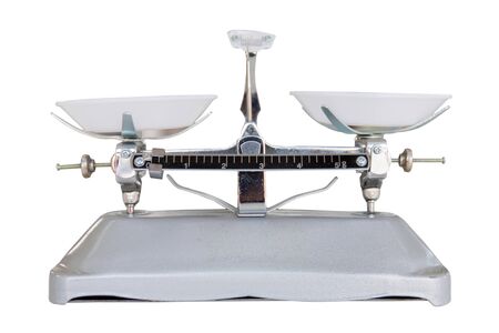 Tray balance isolated on white backgroundの写真素材