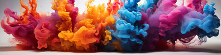 Motion. Paint water drops, ink swirls, colorful ink abstraction. Fancy Dream Cloud of Underwater Ink.Generated with AIの素材