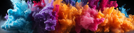 Motion. Paint water drops, ink swirls, colorful ink abstraction. Fancy Dream Cloud of Underwater Ink.Generated with AIの素材