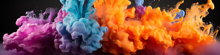 Motion. Paint water drops, ink swirls, colorful ink abstraction. Fancy Dream Cloud of Underwater Ink.Generated with AIの素材