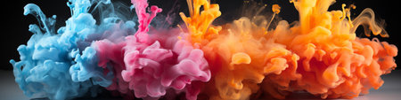 Motion. Paint water drops, ink swirls, colorful ink abstraction. Fancy Dream Cloud of Underwater Ink.Generated with AIの素材