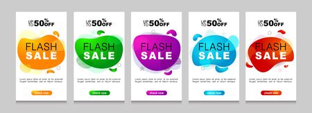 "Flash Sale" banners pack. Soft color and modern design template. Isoated on White Background. Vector.のイラスト素材