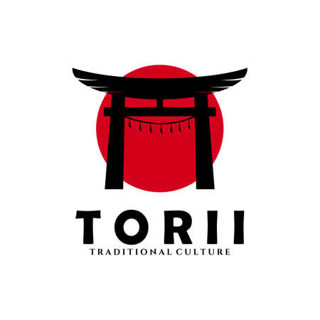 torii logo japanese culture symbol vector illustration design, tori logo designのイラスト素材