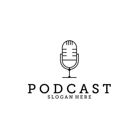 podcast symbol Microphone line art vector logo illustration designのイラスト素材