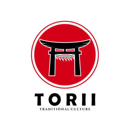 torii logo japanese culture symbol vector illustration design, tori logo designのイラスト素材