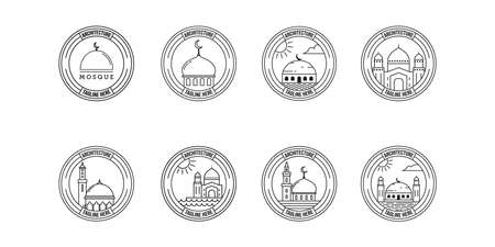 set / bundle architecture logo, mosque building vector illustration design.のイラスト素材
