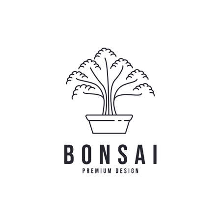 vector of bonsai tree icon logo line art symbol illustration designのイラスト素材