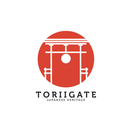 Torii gate traditional Japan landmark vector icon  designのイラスト素材