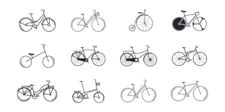 set of Bike icon vector logo template, bicycle icon illustration designのイラスト素材