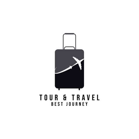 Travel logo, holidays, tourism, business trip company logo design. bag vector with airplaneのイラスト素材