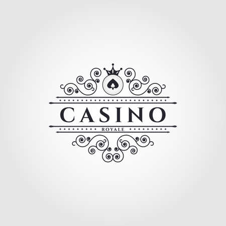Vector logo for Casino. vintage Poker and casino set of vector black gambling emblems, labels, badges or logosのイラスト素材