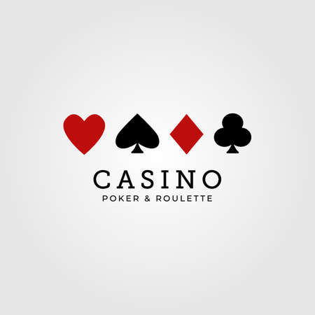 Vector logo for Casino. Set of vector playing card suit icon symbols. Hearts, Spades, Diamonds, Clubs.のイラスト素材