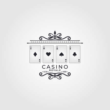 Vector logo for Casino. vintage Poker and casino set of vector black gambling emblems, labels, badges or logosのイラスト素材
