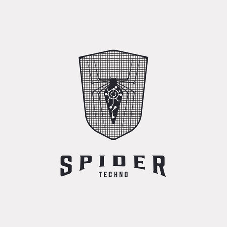 Spider web. cobweb trap. black spider techno vector design, Image of Spider Illustrationのイラスト素材