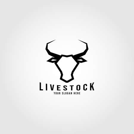 Bull, Cow, Angus, Cattle Head Vector Icon Logo Templateのイラスト素材