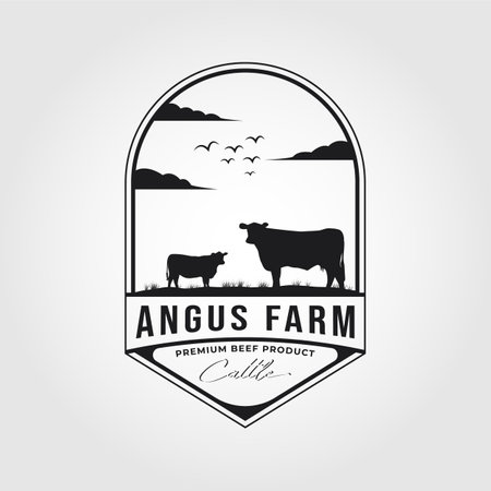 angus farm logo inspiration. Flat design. Vector illustration conceptのイラスト素材