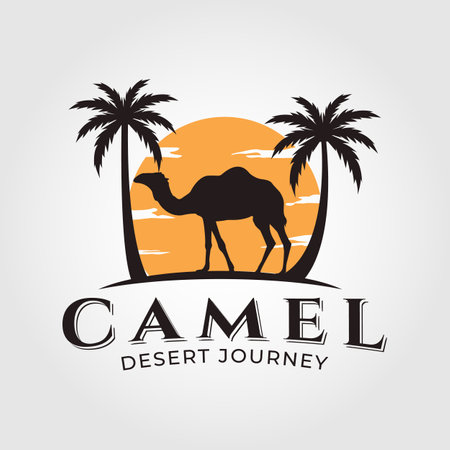 camel logo design template,vintage camel vector illustrationのイラスト素材