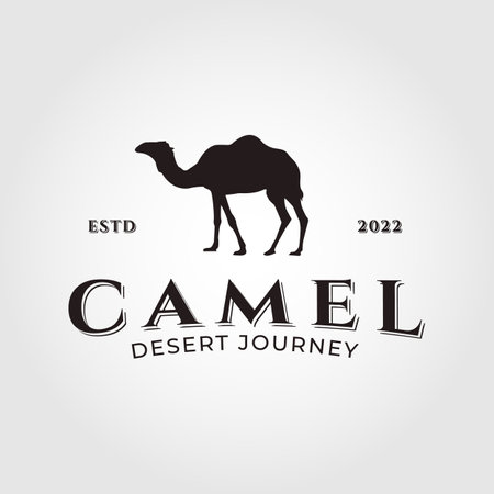 camel logo design template,vintage camel vector illustrationのイラスト素材