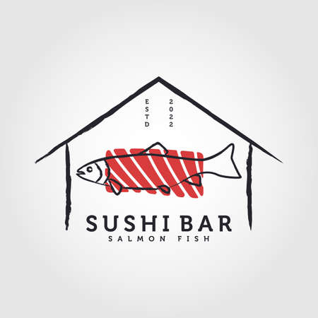 Sushi bar logo vector inspiration, Japanese Seafood. Japanese food shopのイラスト素材