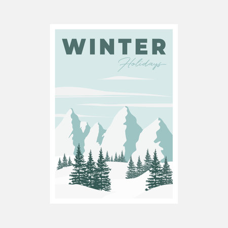 winter landscape poster. Snowy backgrounds vector designのイラスト素材