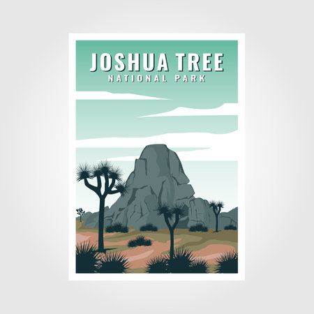 Joshua Tree National Park poster vector illustration designのイラスト素材
