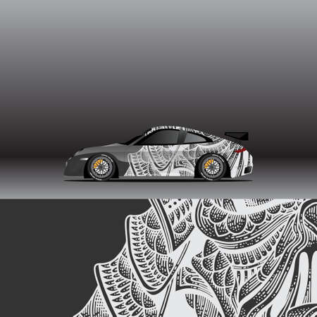 Abstract Race car wrap sticker design and sports background for daily use racing livery or car vinyl stickersのイラスト素材