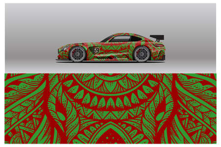 Abstract Race car wrap sticker design and sports background for daily use racing livery or car vinyl stickersのイラスト素材