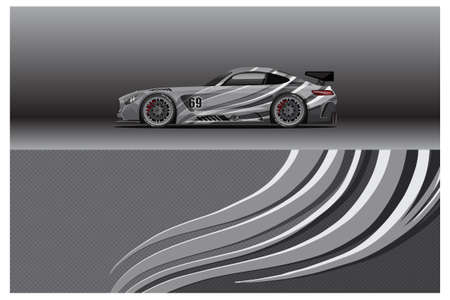 Abstract Race car wrap sticker design and sports background for daily use racing livery or car vinyl stickersのイラスト素材