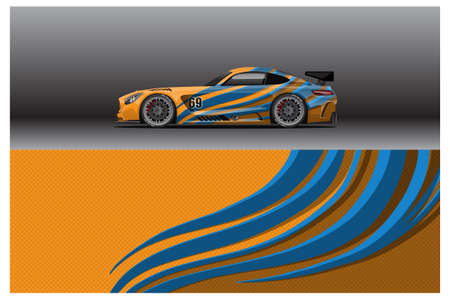 Abstract Race car wrap sticker design and sports background for daily use racing livery or car vinyl stickersのイラスト素材
