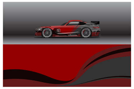Abstract Race car wrap sticker design and sports background for daily use racing livery or car vinyl stickersのイラスト素材
