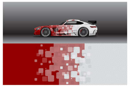 Abstract Race car wrap sticker design and sports background for daily use racing livery or car vinyl stickersのイラスト素材