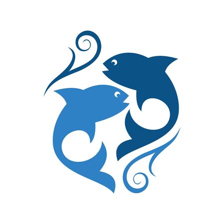 abstract two fish logo icon icon vector design conceptのイラスト素材