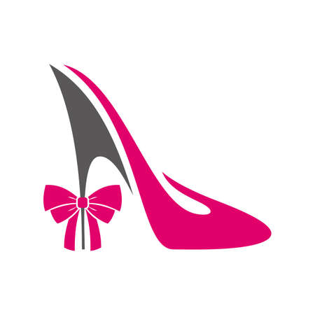 high heels shoes ribbon logo icon concept graphic vector designのイラスト素材