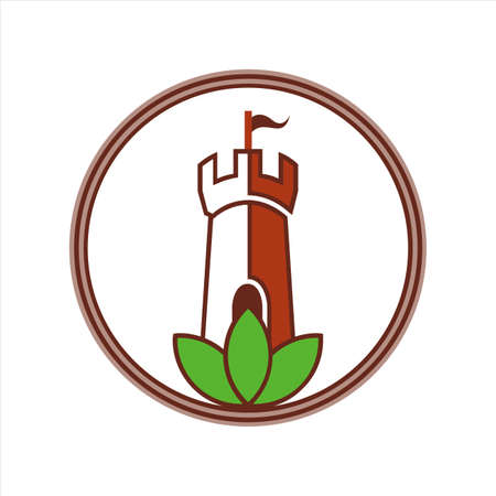 leaf green castle icon vector flat concept designのイラスト素材