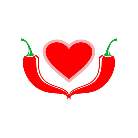 Heart with chilli vector isolated on whiteのイラスト素材