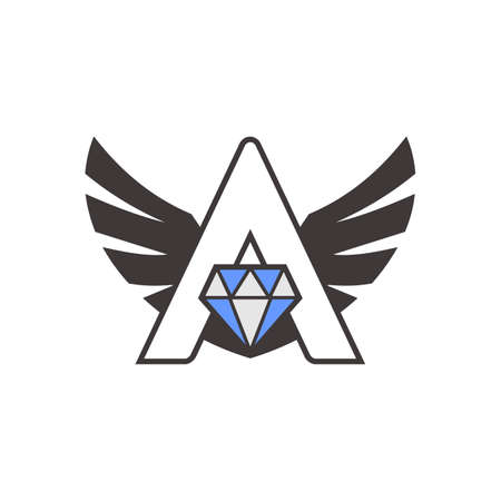 letter A stylish diamond fly logo icon vector concept graphic designのイラスト素材