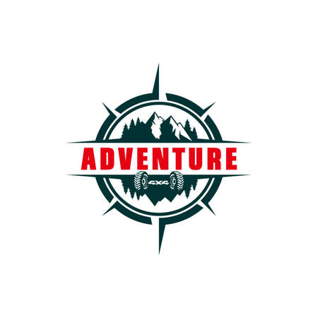 mountain compass adventure logo icon vector concept graphic designのイラスト素材