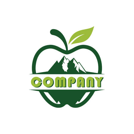apple mountain logo icon vector concept graphic designのイラスト素材